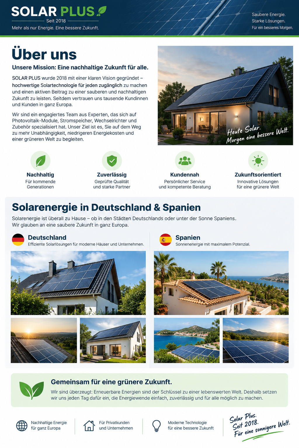 Solar Plus - nachhaltige Solarenergie in Deutschland und Spanien